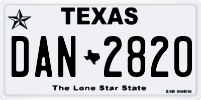 TX license plate DAN2820