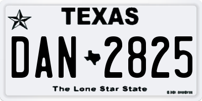 TX license plate DAN2825