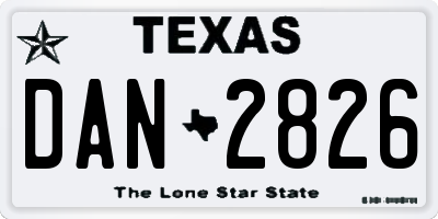 TX license plate DAN2826