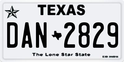 TX license plate DAN2829