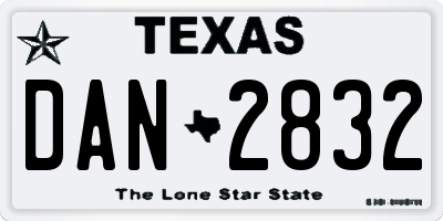 TX license plate DAN2832