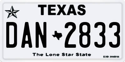 TX license plate DAN2833