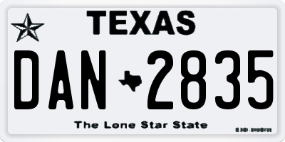 TX license plate DAN2835