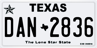 TX license plate DAN2836