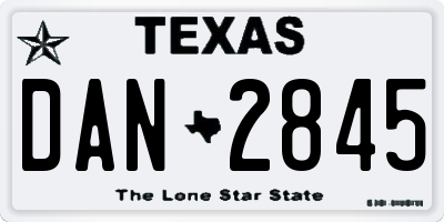 TX license plate DAN2845