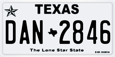 TX license plate DAN2846