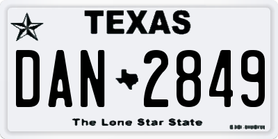 TX license plate DAN2849