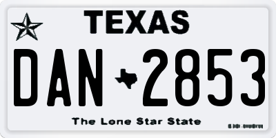 TX license plate DAN2853