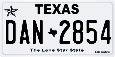 TX license plate DAN2854