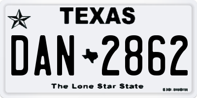 TX license plate DAN2862