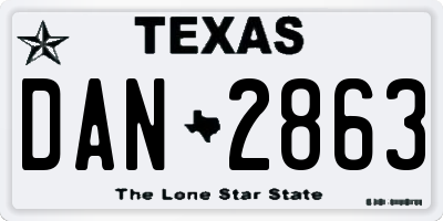 TX license plate DAN2863