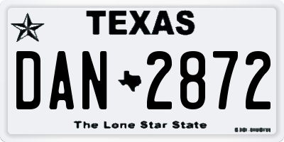 TX license plate DAN2872