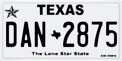 TX license plate DAN2875