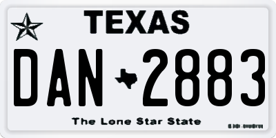 TX license plate DAN2883