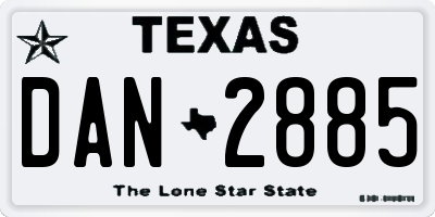 TX license plate DAN2885