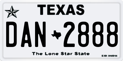 TX license plate DAN2888