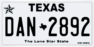 TX license plate DAN2892