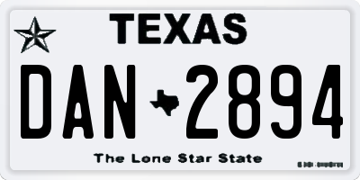 TX license plate DAN2894