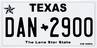 TX license plate DAN2900