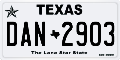 TX license plate DAN2903