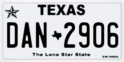 TX license plate DAN2906