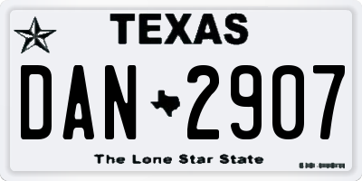 TX license plate DAN2907