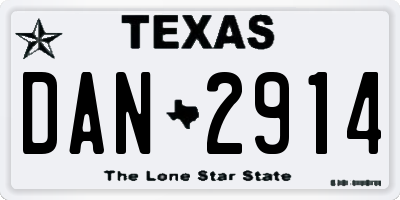 TX license plate DAN2914