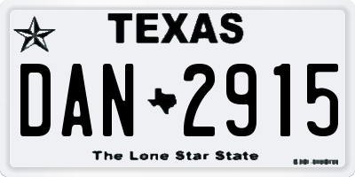 TX license plate DAN2915
