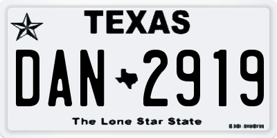 TX license plate DAN2919
