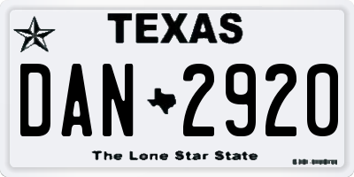 TX license plate DAN2920