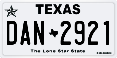 TX license plate DAN2921