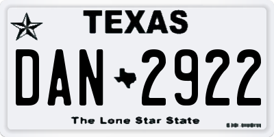 TX license plate DAN2922