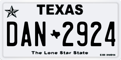 TX license plate DAN2924