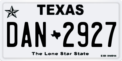 TX license plate DAN2927