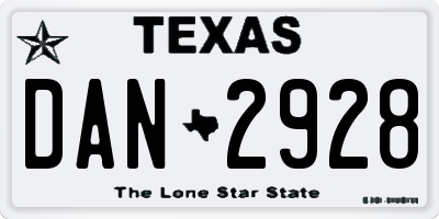 TX license plate DAN2928