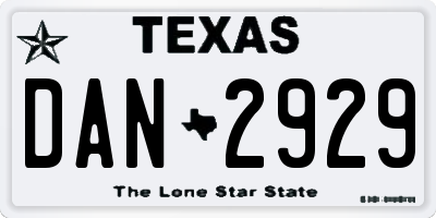 TX license plate DAN2929