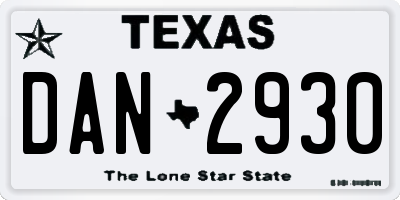 TX license plate DAN2930