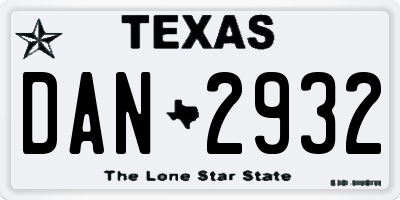 TX license plate DAN2932