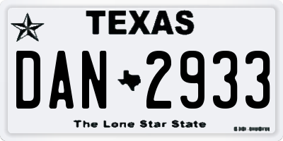 TX license plate DAN2933