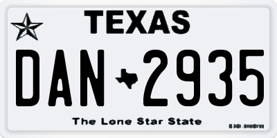 TX license plate DAN2935