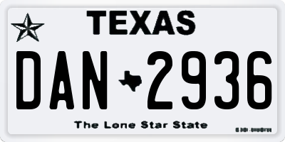TX license plate DAN2936