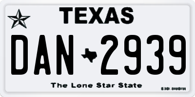 TX license plate DAN2939