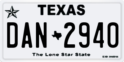 TX license plate DAN2940