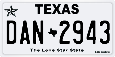 TX license plate DAN2943