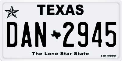 TX license plate DAN2945