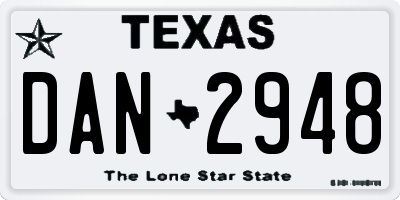 TX license plate DAN2948