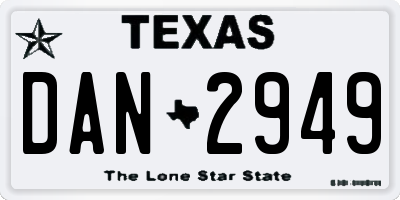 TX license plate DAN2949