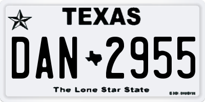TX license plate DAN2955