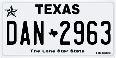 TX license plate DAN2963