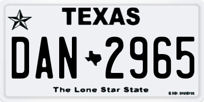TX license plate DAN2965